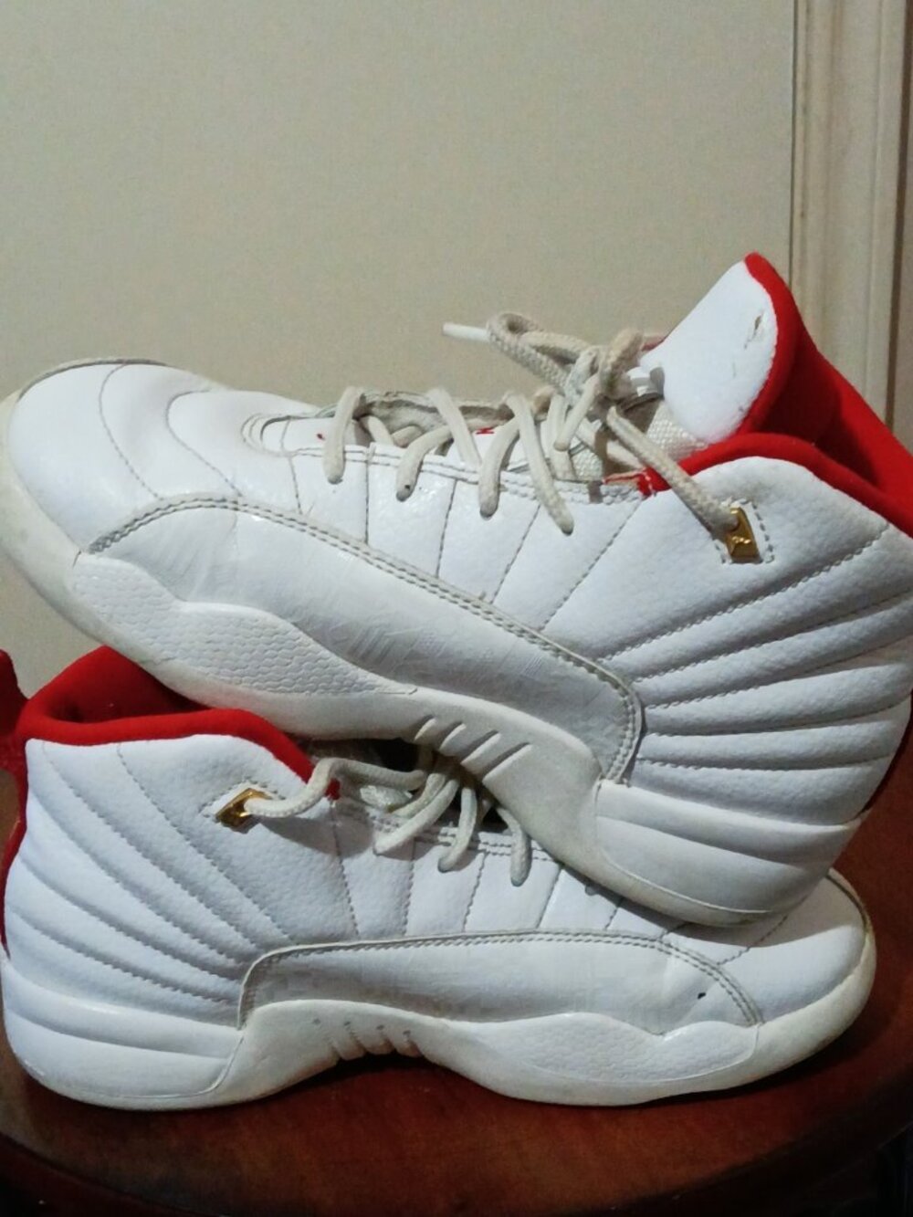 Nike Air Jordan Retro 12 XII Fiba White Red 151186-107 Pre School Unisex 2.5Y - Picture 13 of 14